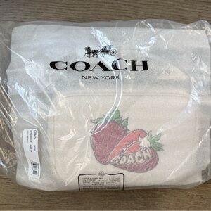 NWT Coach Jaime Camera Bag Strawberry Graphic Pebbled Leather